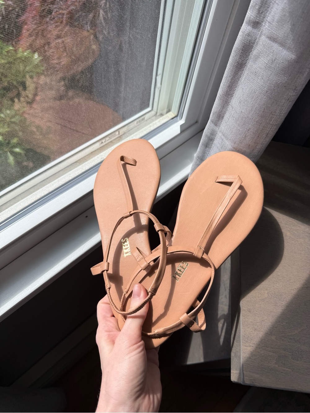 TKEES Marianne Tan Leather T-Strap Sandals